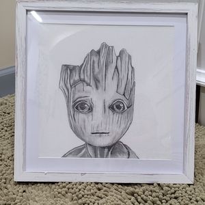 Hand drawn, framed, Groot